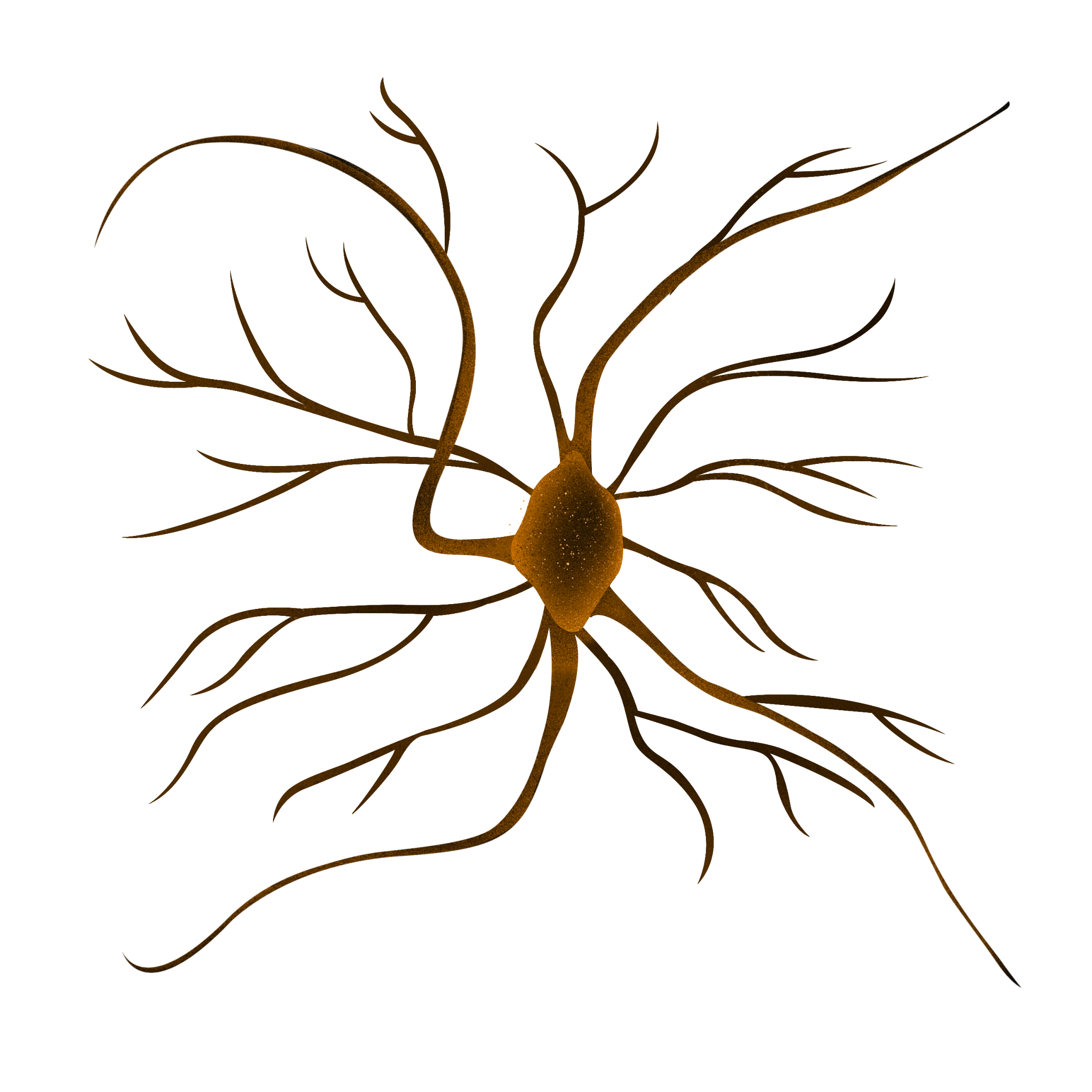 graphic image of orange gabaergic neuron involved in Huntington's disease