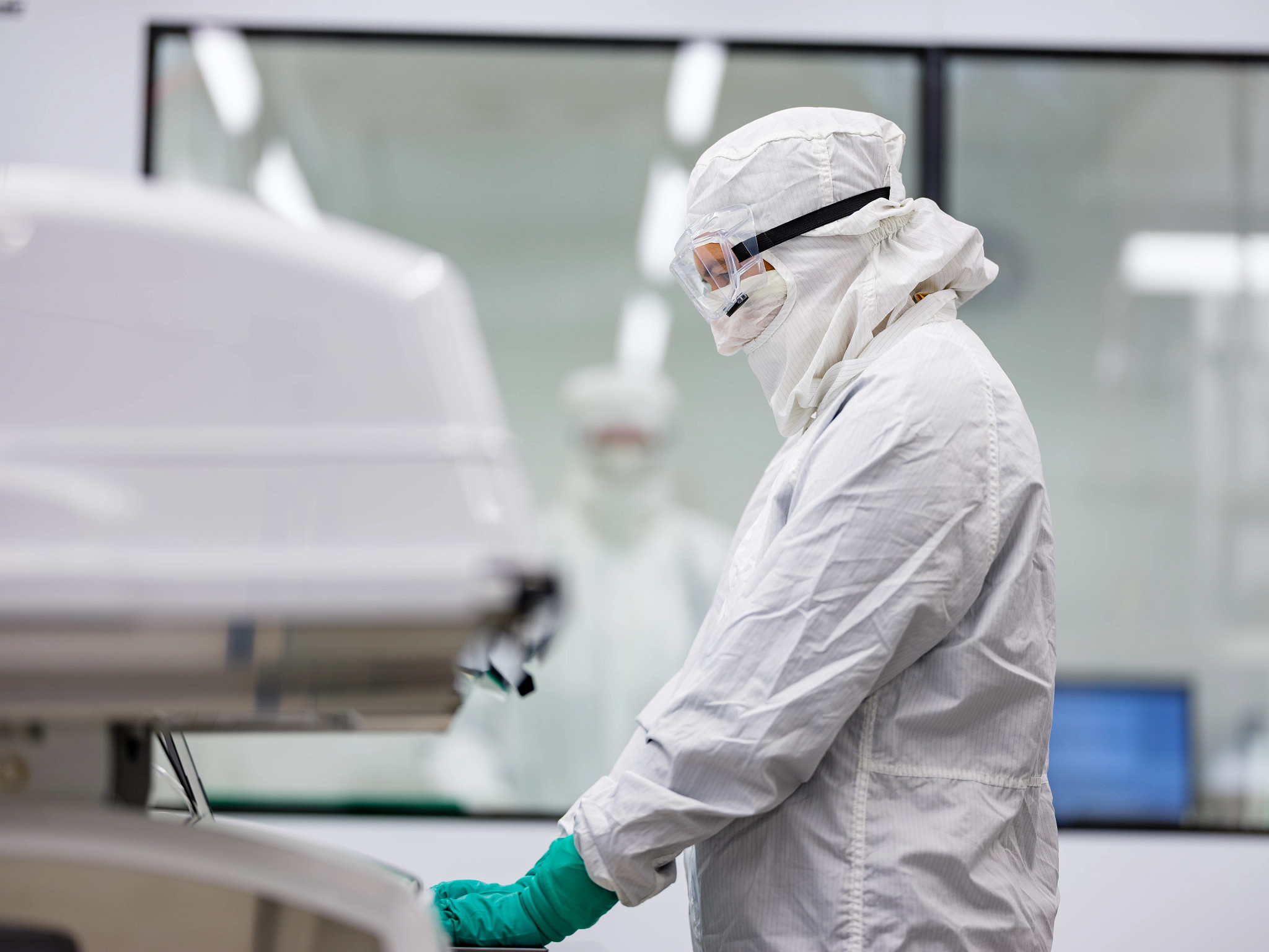 Charles River lab technician working at computer