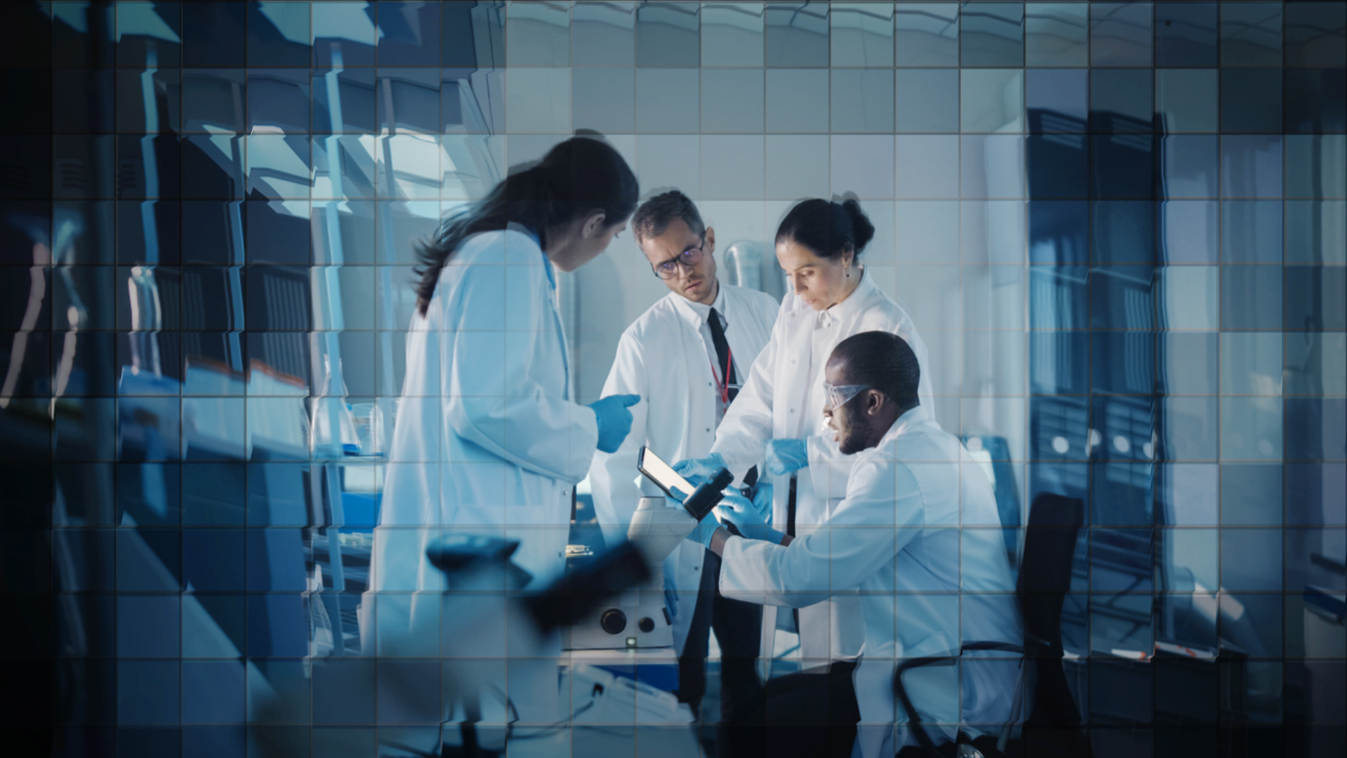 Abstract image of a group of scientists to represent Strategic Partnerships