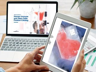 Image of cell sourcing material on a tablet and laptop screen.