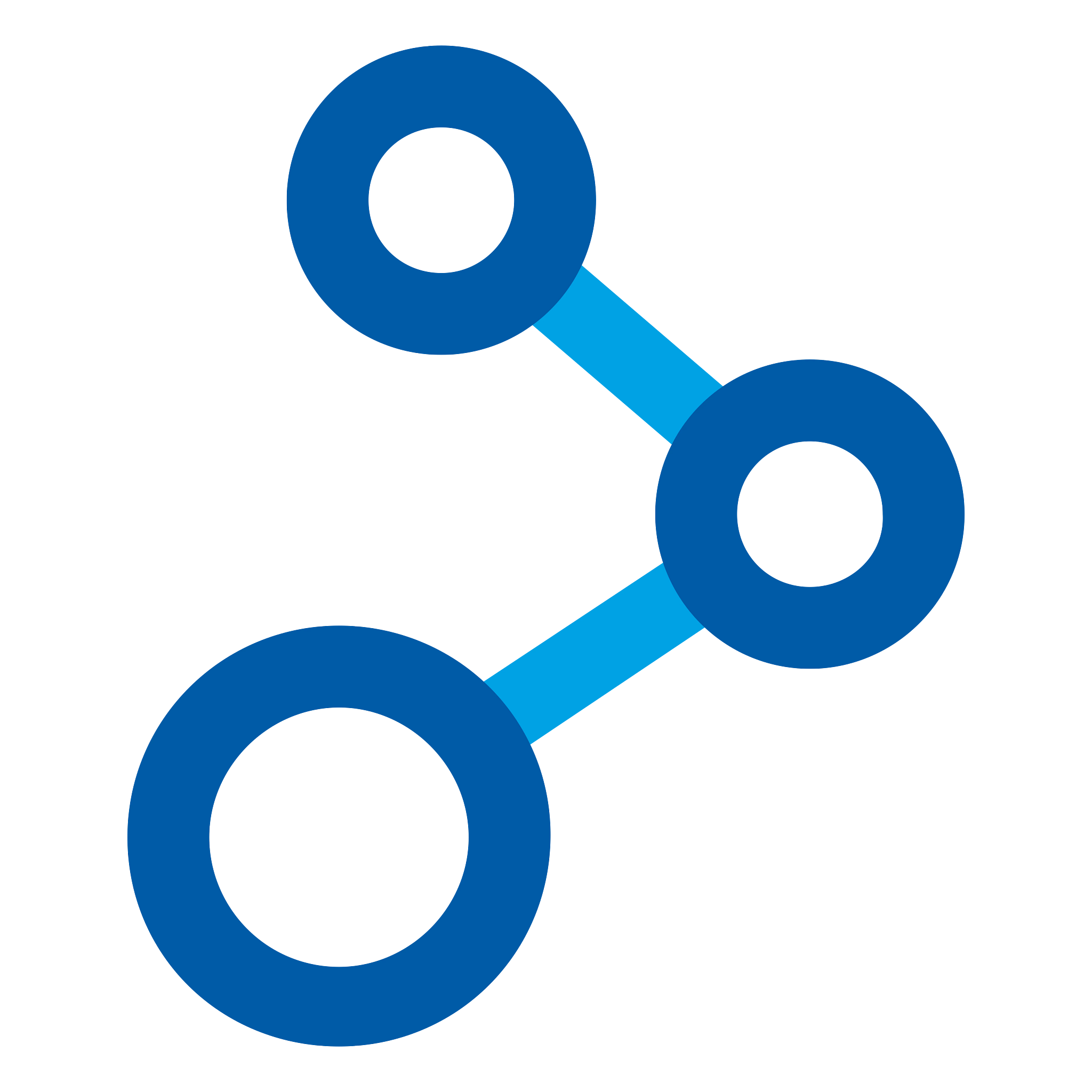 Icon of three connected dots to represent comprehensive libraries