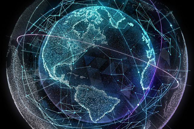 Abstract rendering of the world connected by technology.