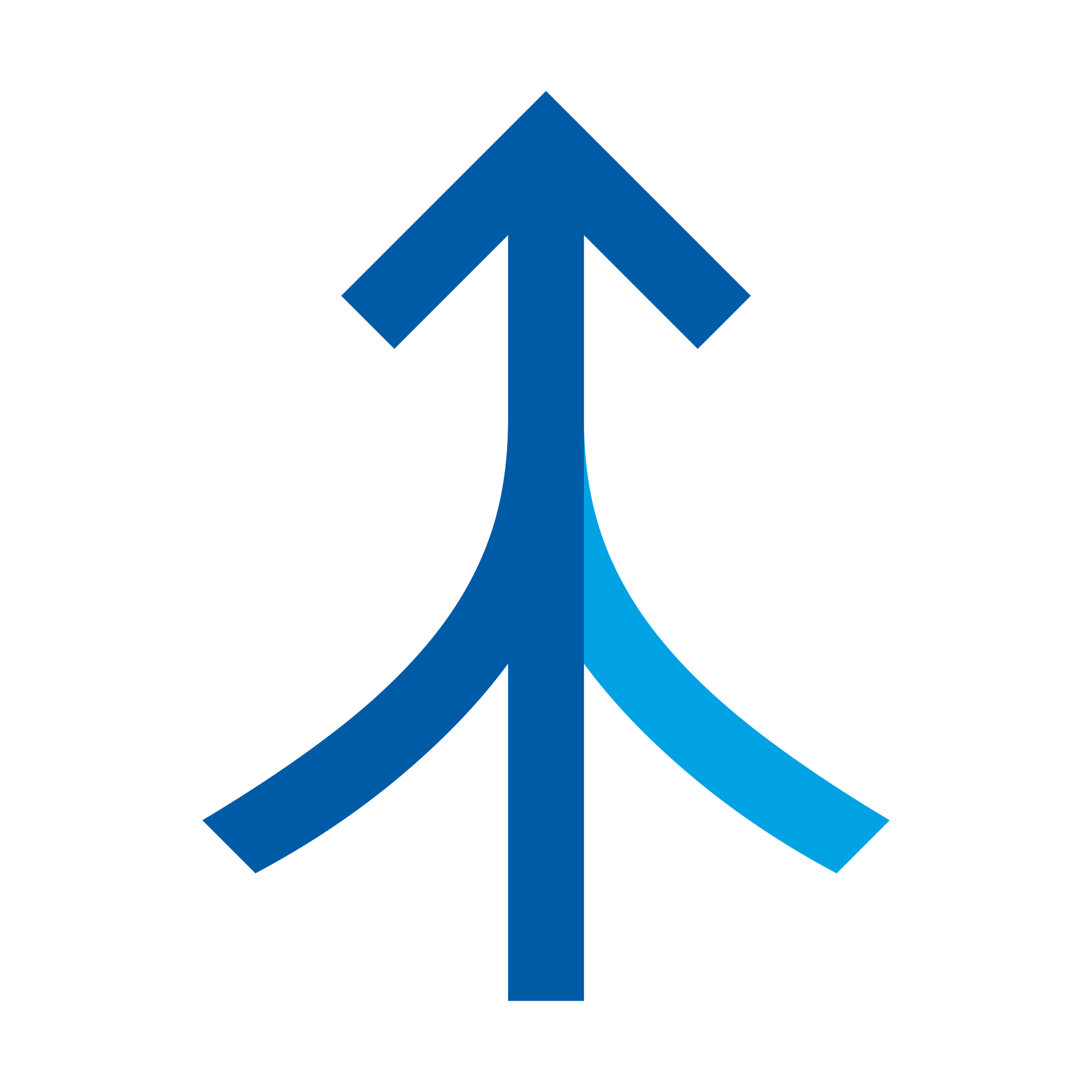 Icon of three arrows merging to represent Integrated Services