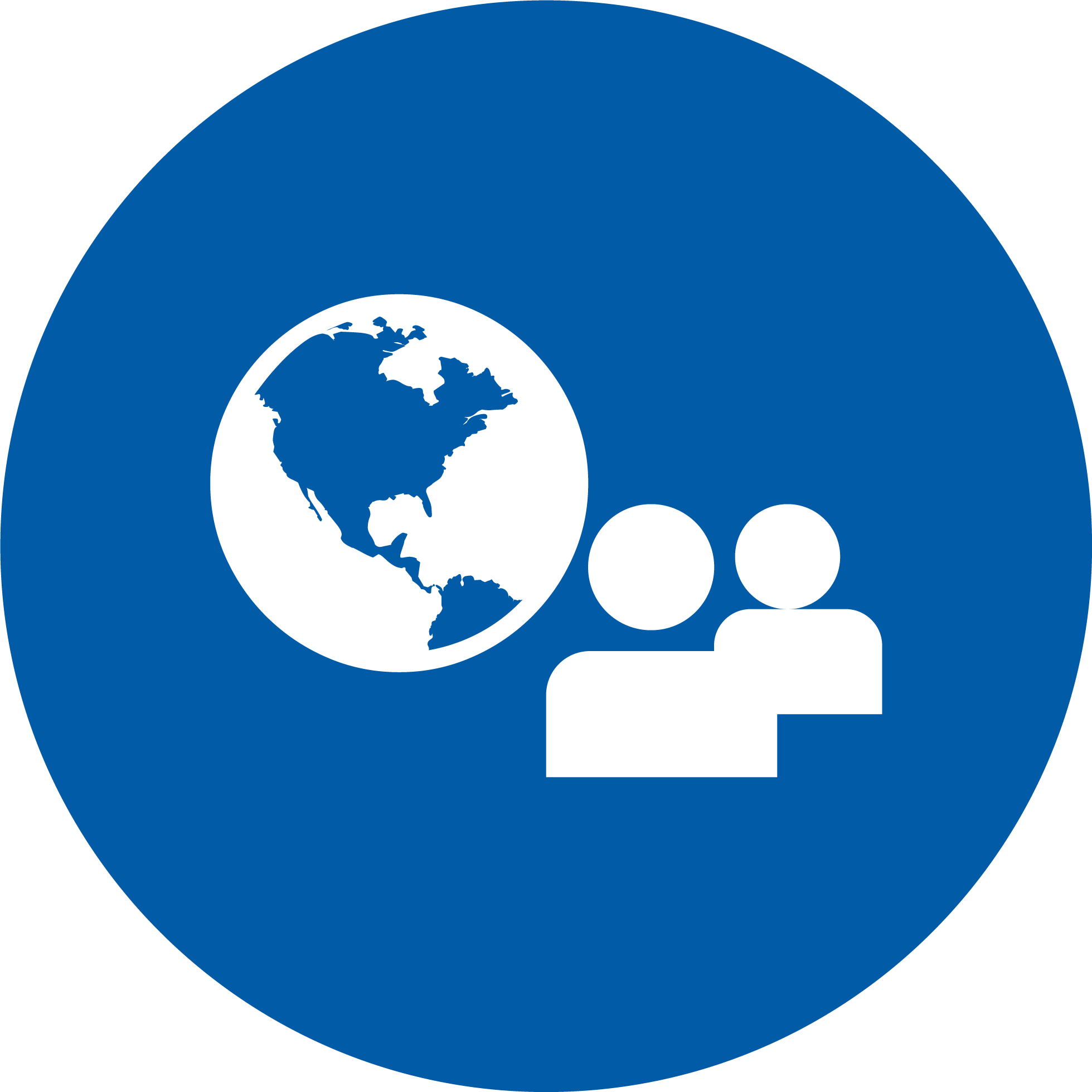 Icon of a globe with two people.