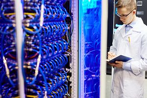 Lab Technician Monitoring Server Data