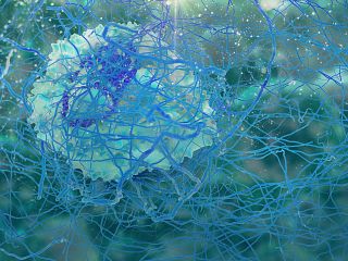 Illustration of a blue cancer cell
