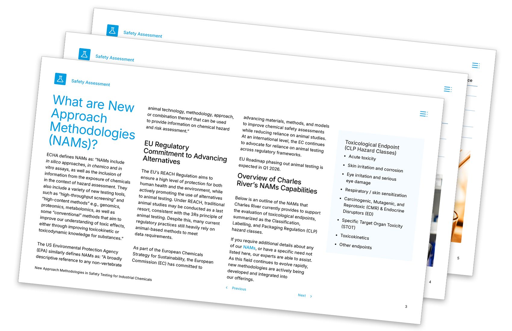 NAMs eBook thumbnail showing drug development stages from discovery to clinical, with emphasis on expertise.