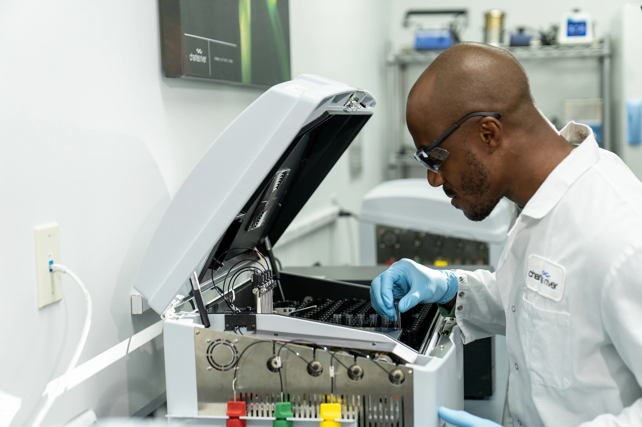 Scientist using Celsis Advance II for sterility testing