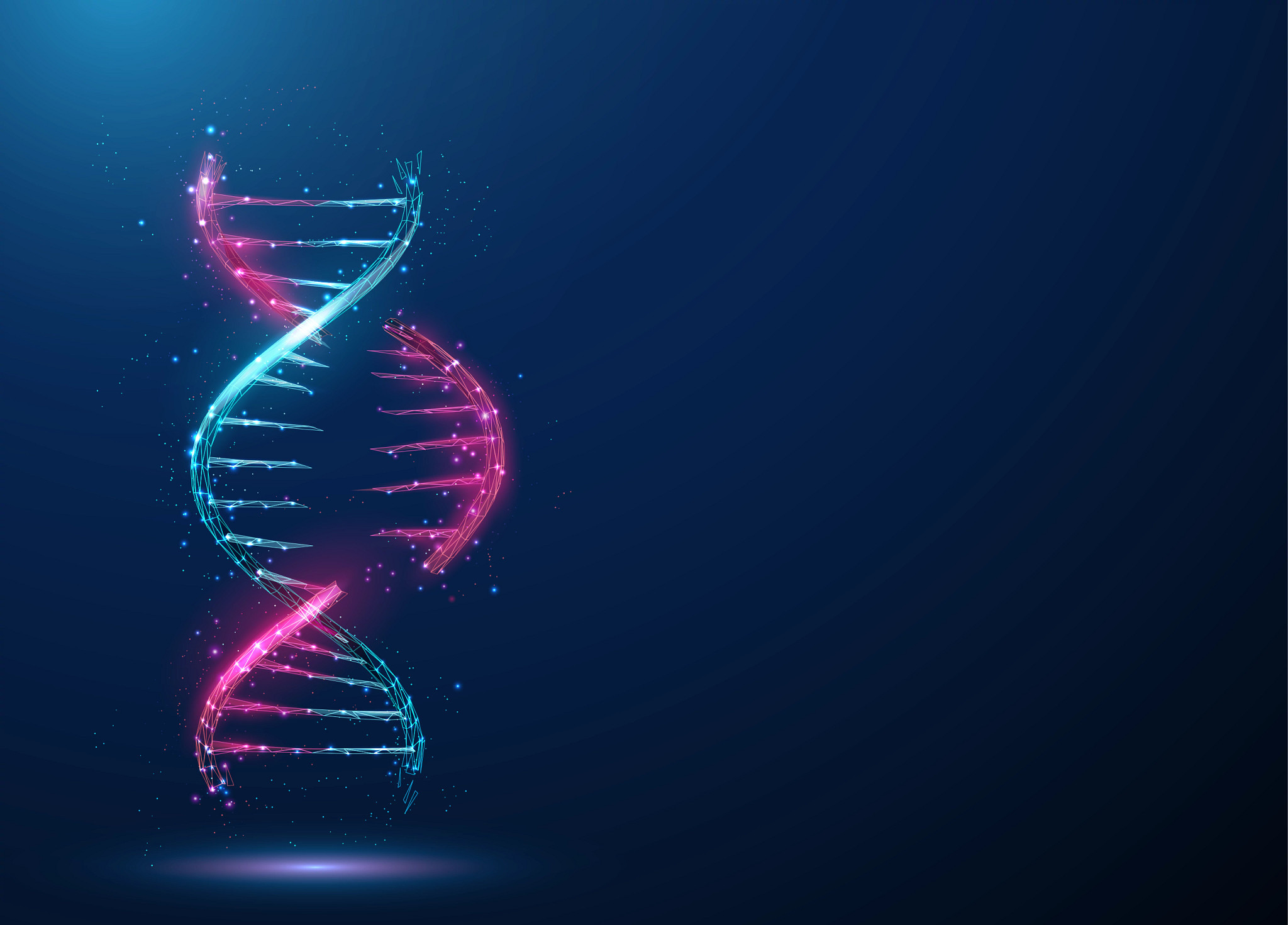 Gene mutation showcasing DNA helix. Abstract 3d DNA molecule helix with cut off part.