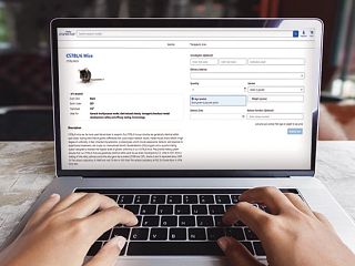 Photo of someone typing on a laptop with the RMS ecommerce site on the screen.