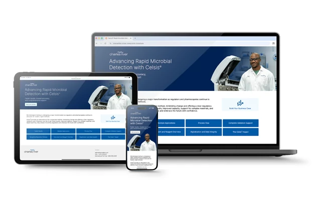 The Celsis Brochure on mobile, tablet, and laptop screens.