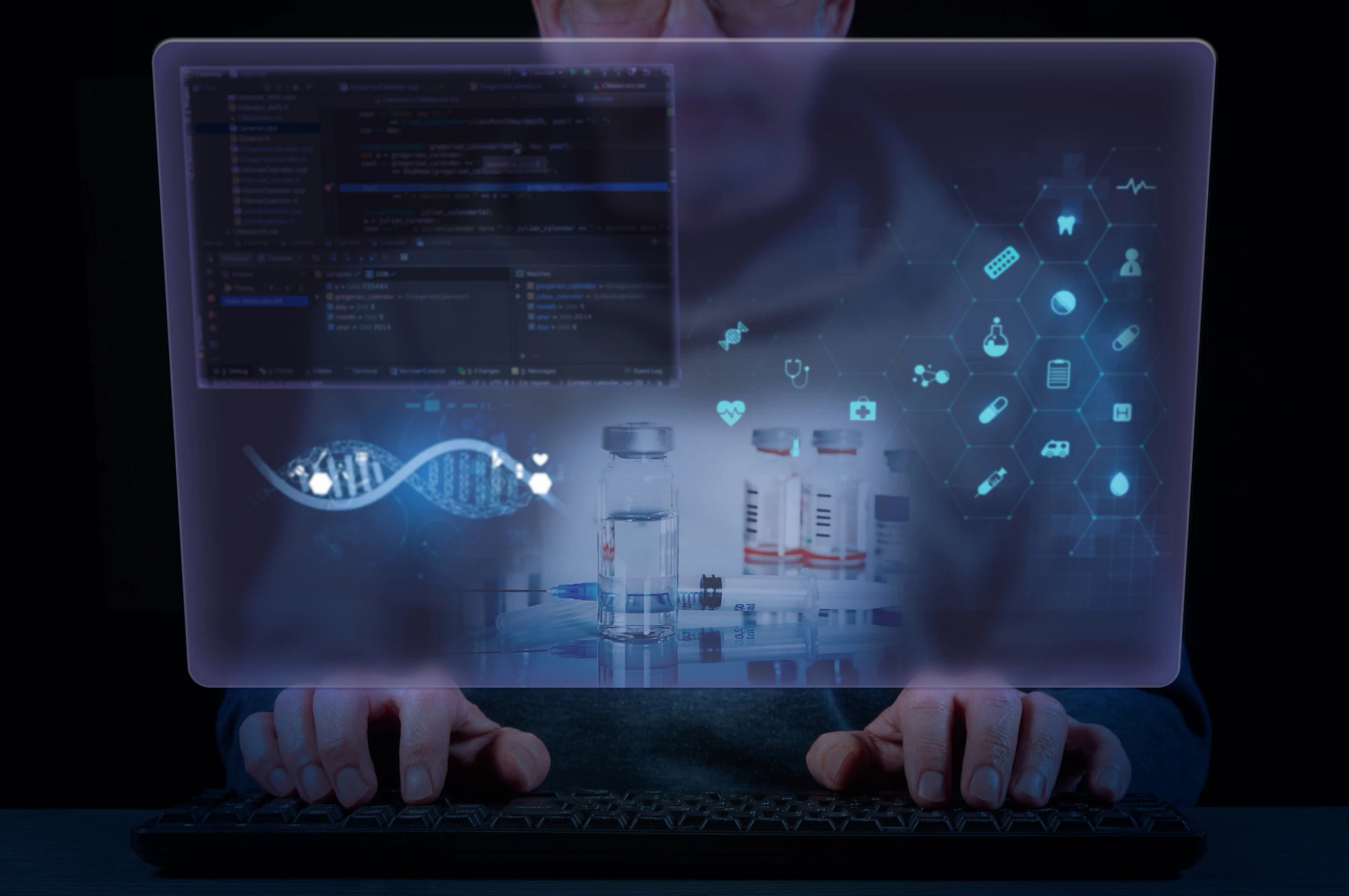 Scientist reviewing digital lab data illustrating how virtual control groups enhance research efficiency and reduce reliance on traditional control animals