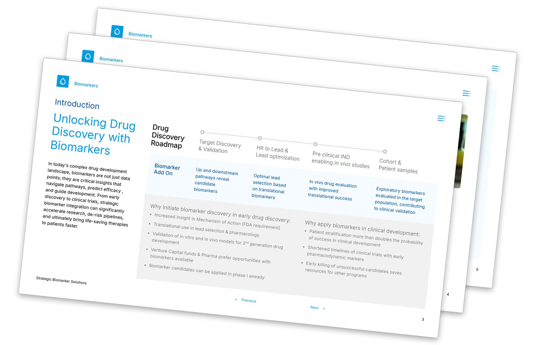 Presentation slide titled Unlocking Drug Discovery with Biomarkers