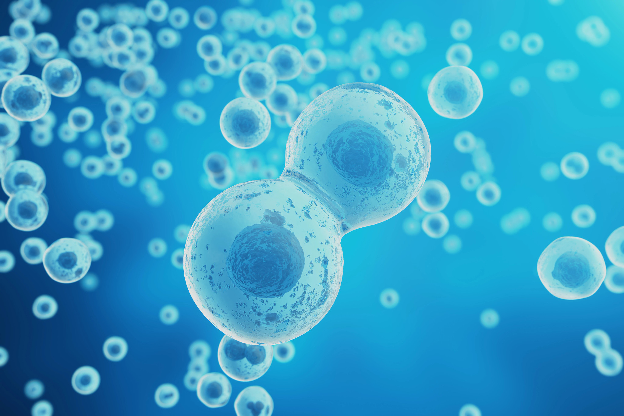 illustration of CRE recombinase of a mouse cell against a blue background
