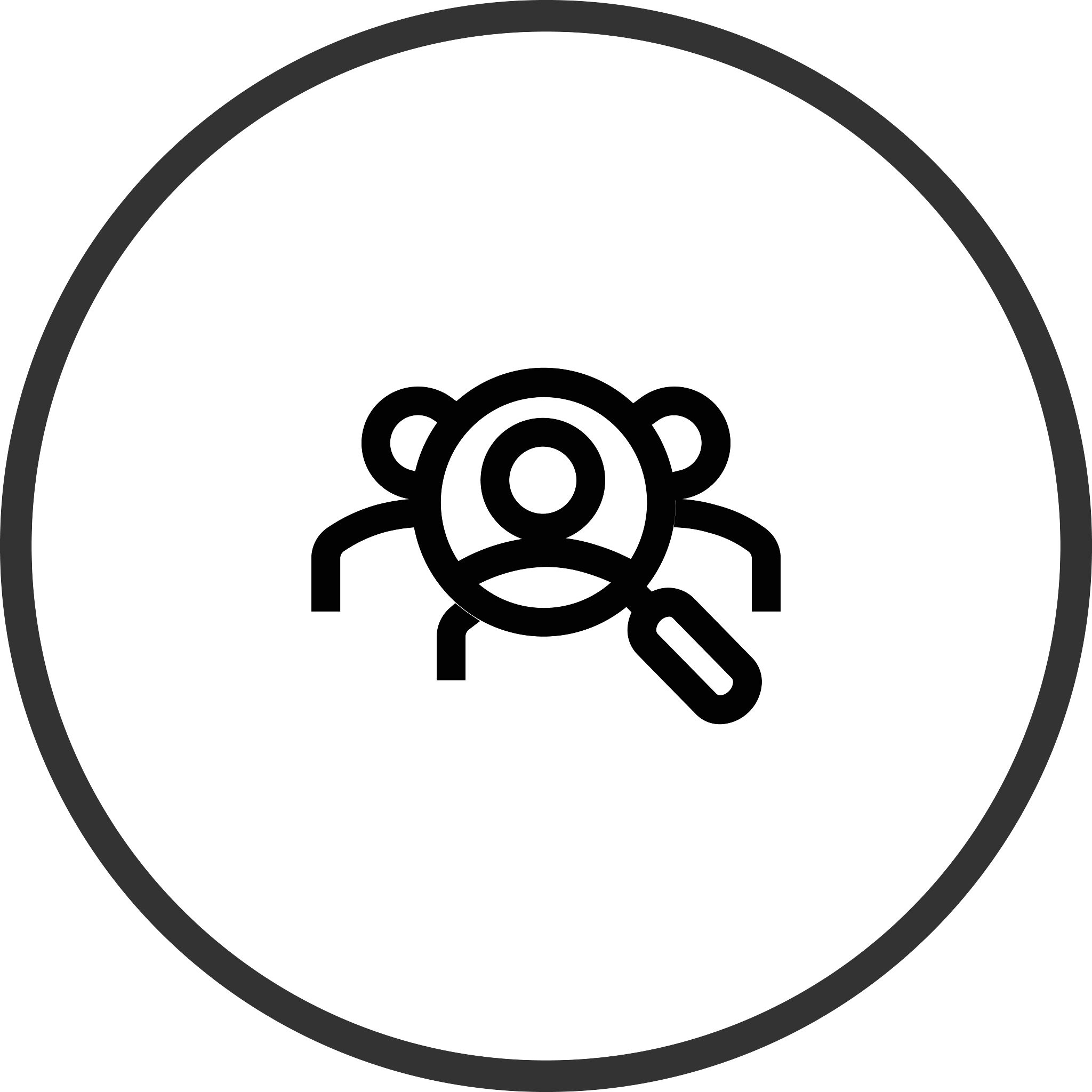 Icon of people and magnify glass to visualize strength and expertise of scientists