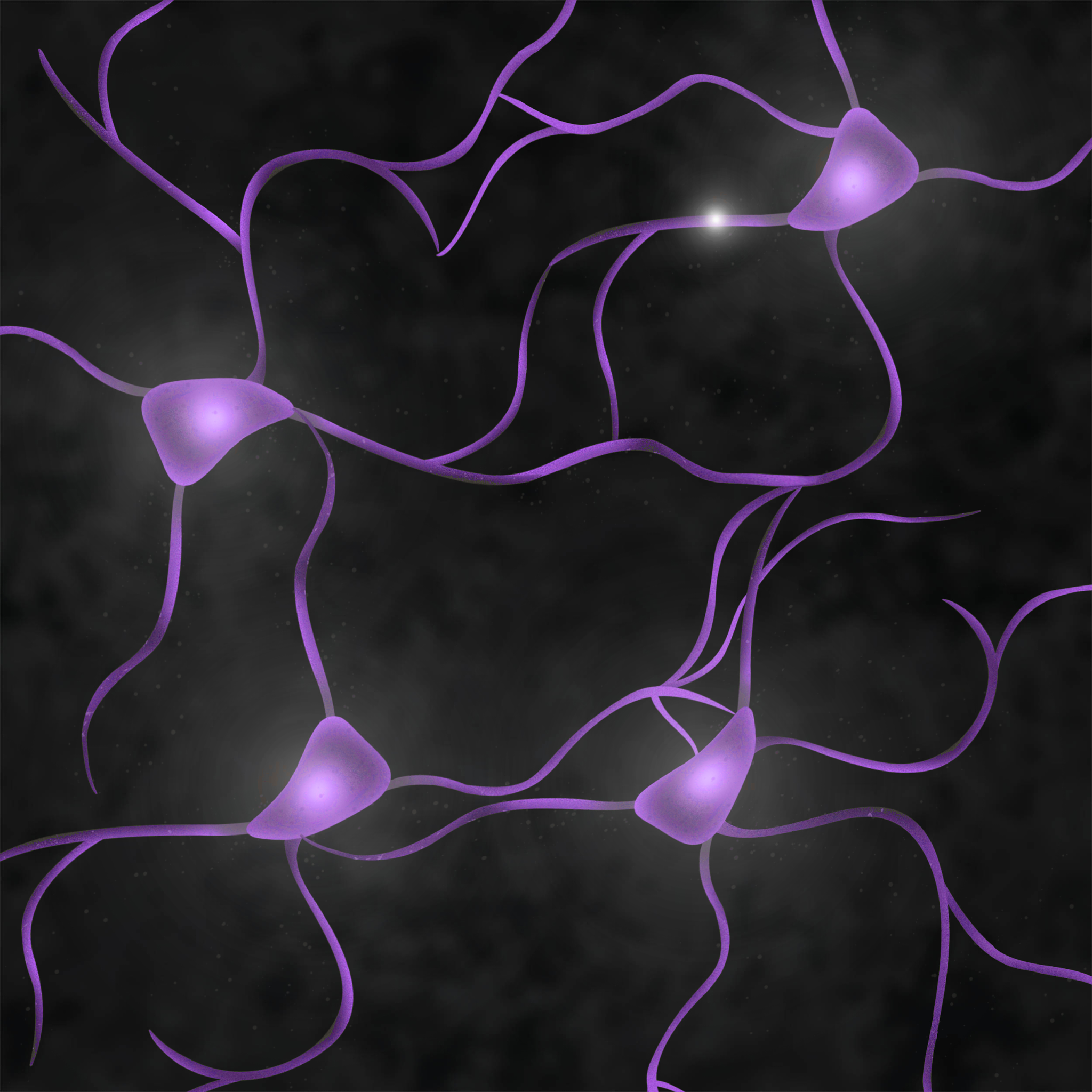 A cartoon illustration of a cluster of neurons