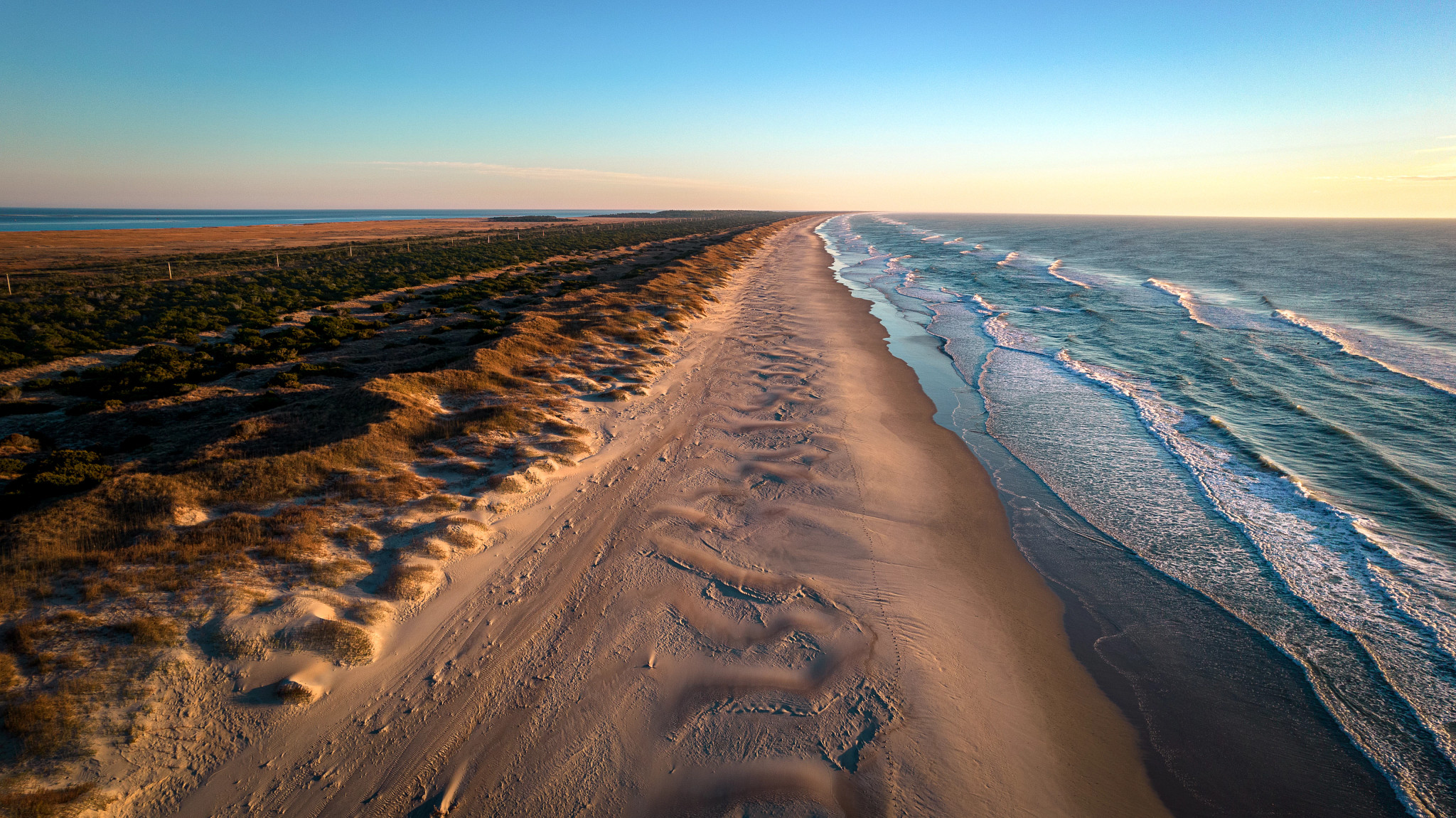 An aerial view of a beach