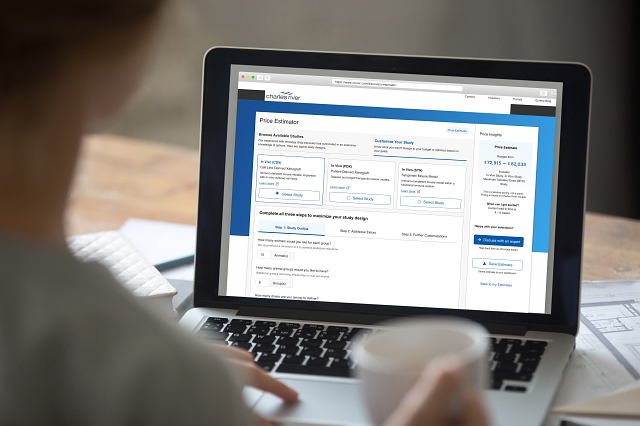 Screen shot of the Price Estimator on a desktop screen.