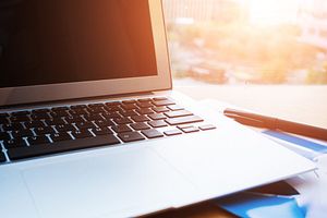 Laptop computer on a desk