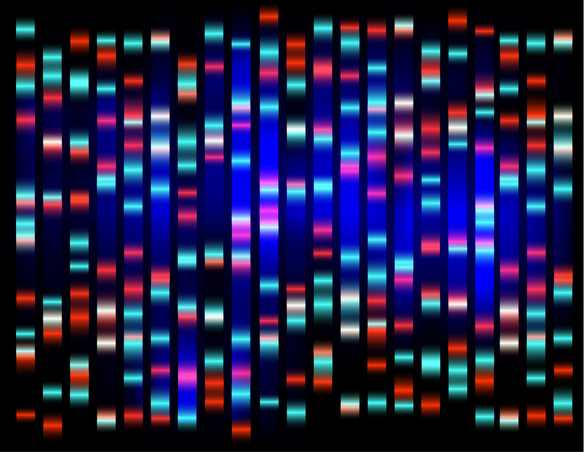 An abstract example of DNA fingerprinting Blue on dark