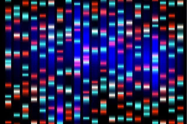 An abstract example of DNA fingerprinting Blue on dark